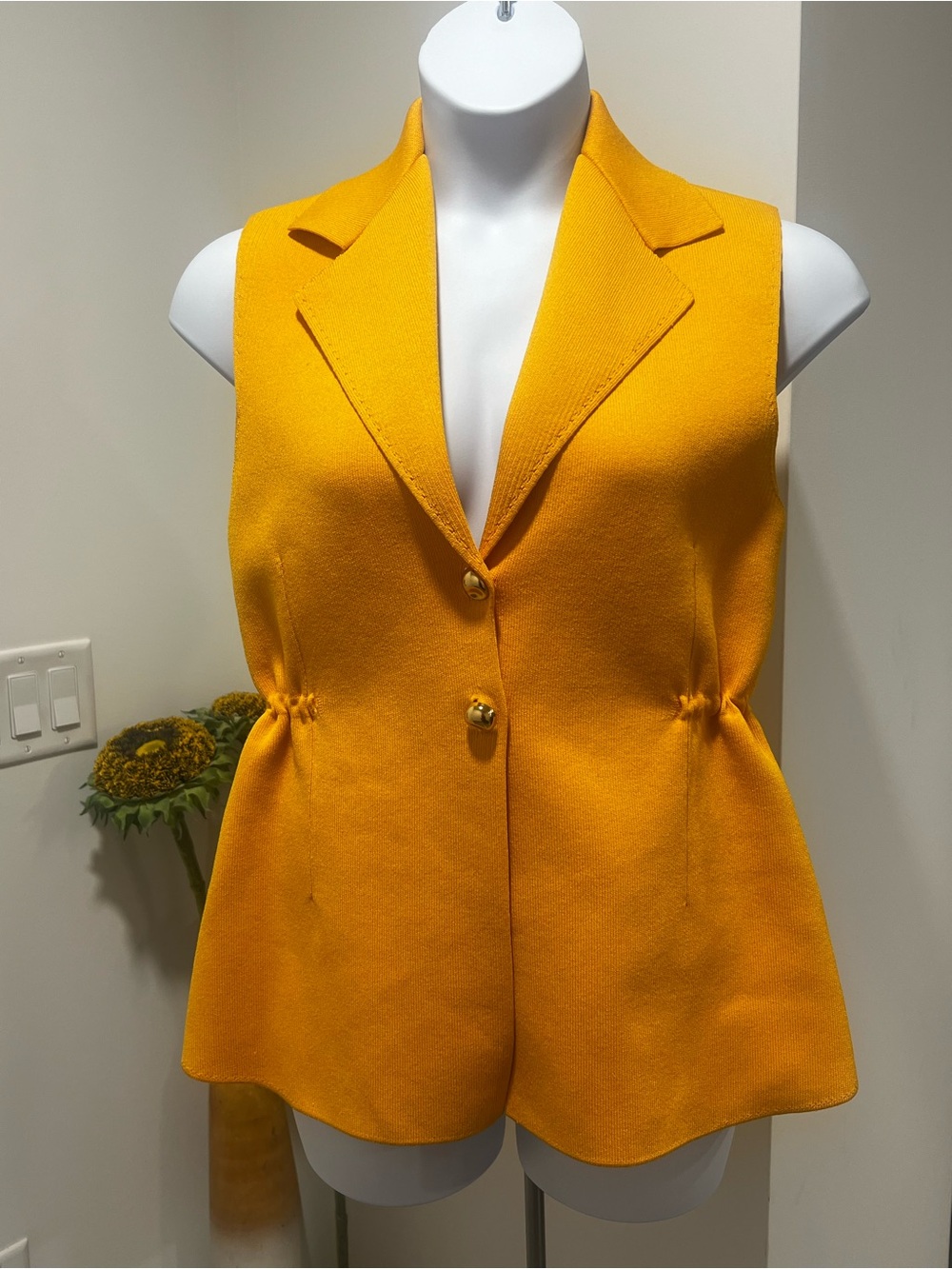 Zara Sleeveless Tailored Vest in Golden Yellow